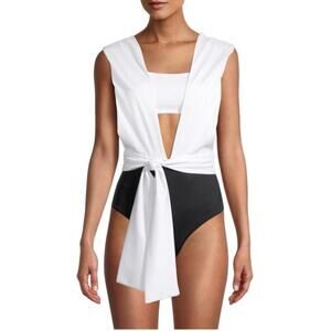 NWT Aurum Plunge Colorblocked One-Piece Swimsuit